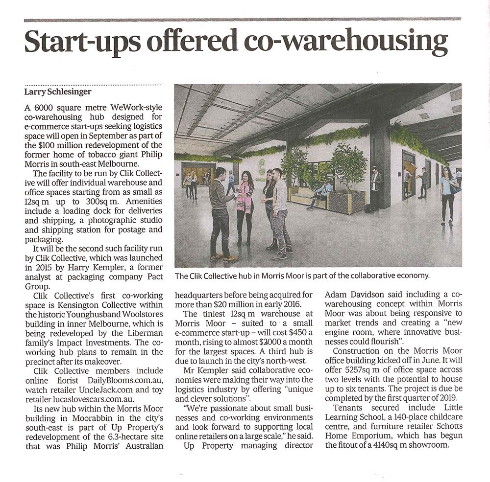 Startups offered co-warehousing
